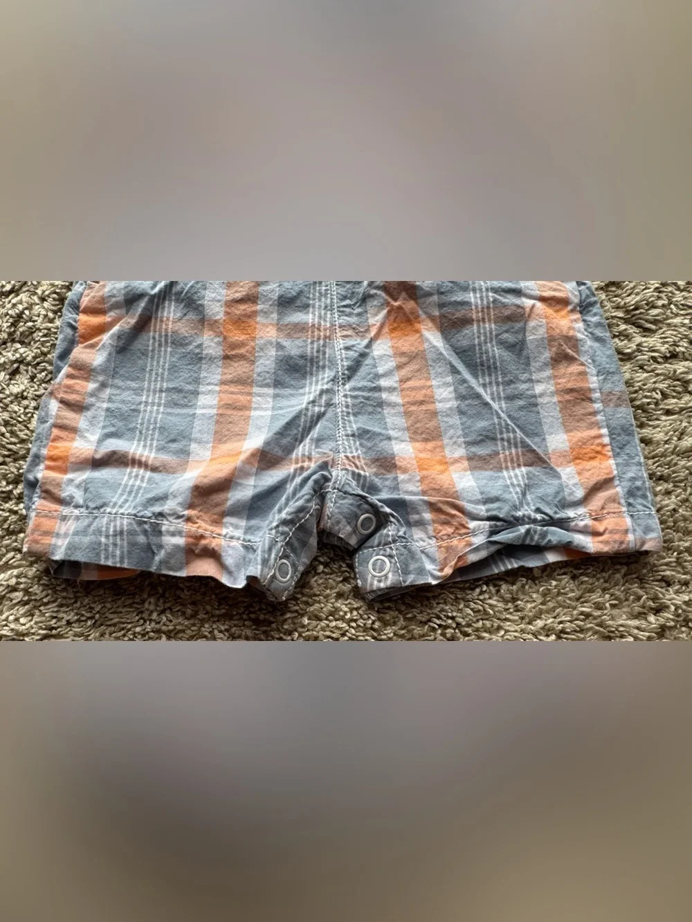 Carter’s Baby Boy 6M Plaid Shortall Romper + Orange Polo Onesie Outfit